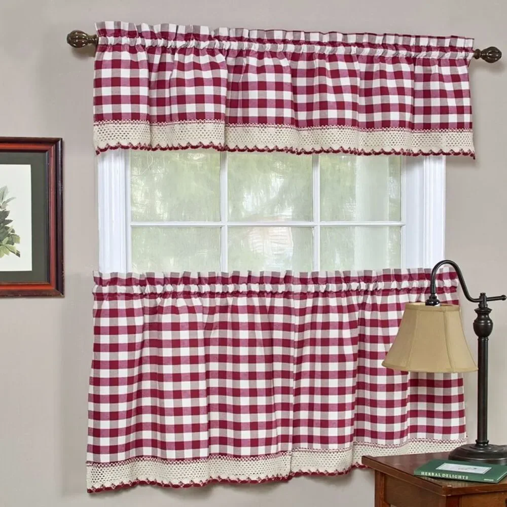 Buffalo Check Gingham Kitchen Window Curtains 24